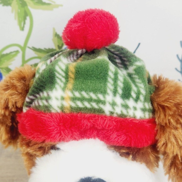 Gentle Treasures Puppy Dog Plush 14" Plaid Hat & Scarf Winter Christmas Holiday - Picture 6 of 9
